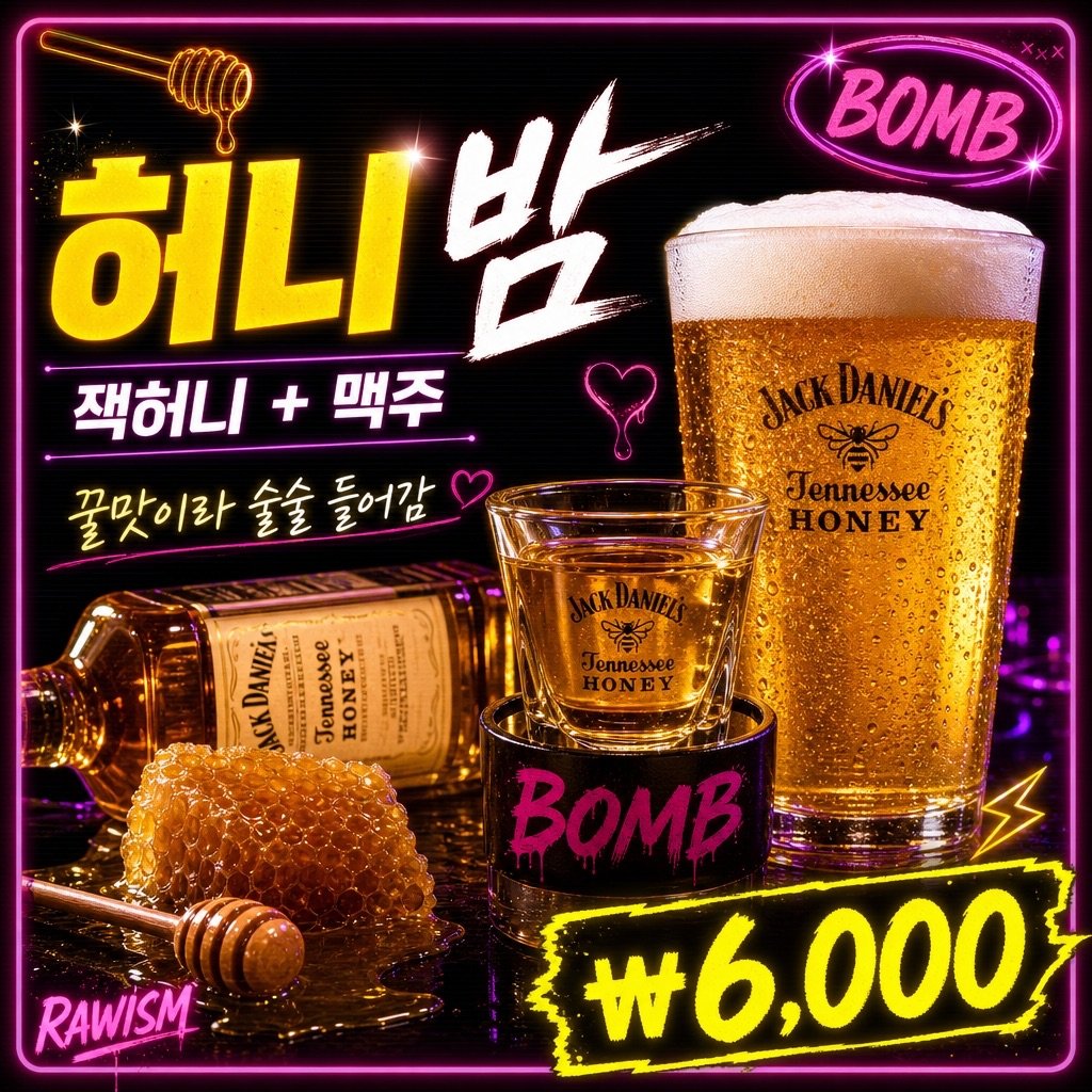 허니밤 ₩6,000 - RAWISM 연남동 술집 잭허니 + 맥주