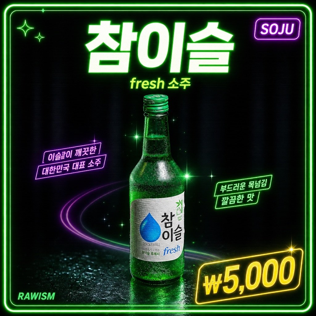 참이슬 후레쉬 ₩5,000 - RAWISM 연남동 술집