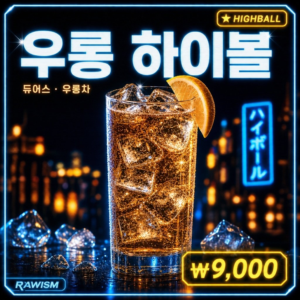 우롱 하이볼 ₩9,000 - RAWISM 연남동 술집 듀어스 · 우롱차